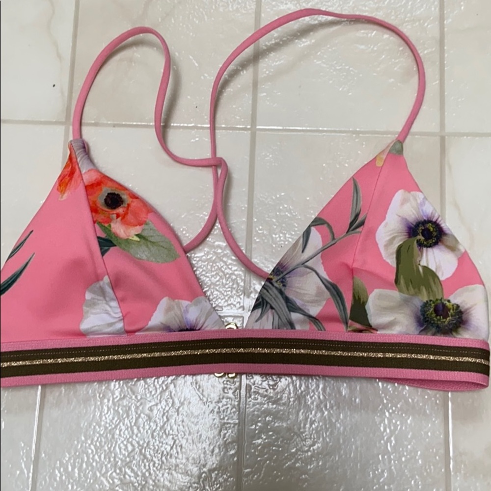 Pink halter neck bikini top